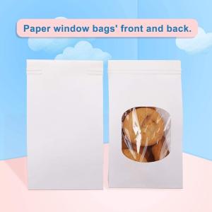Kraft Paper Coffee Beans Packaging Paper Bags With PVC Transparent Clear Window
