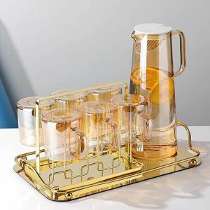 1.5L Glass Drinking Set Nordic-Style Iced Tea Lemonade Beverage Jug with Lids