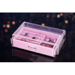 Pink Velvet Drawer Acrylic Tabletop Jewelry Organizer