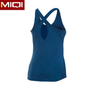 Mesh Vests Gym Dark Blue Miqi Open Back Yoga Tank Top