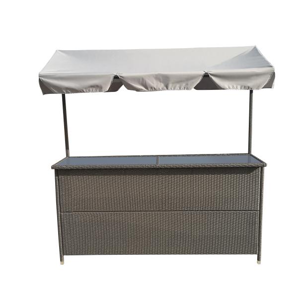 Rattan Effect Night Club Bar Counter Tiki Outdoor Rattan Bar Furniture With Roof Garden Rattan Table Bar Table Canopy