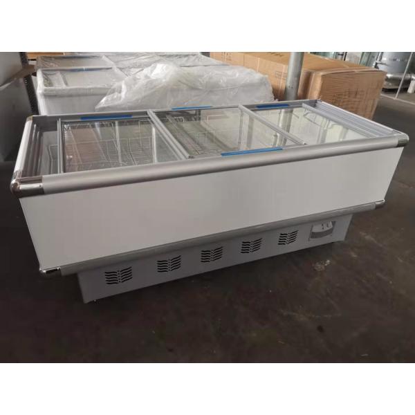 Horizontal island cabinet commercial direct cooling refrigeration and freeze display cabinet