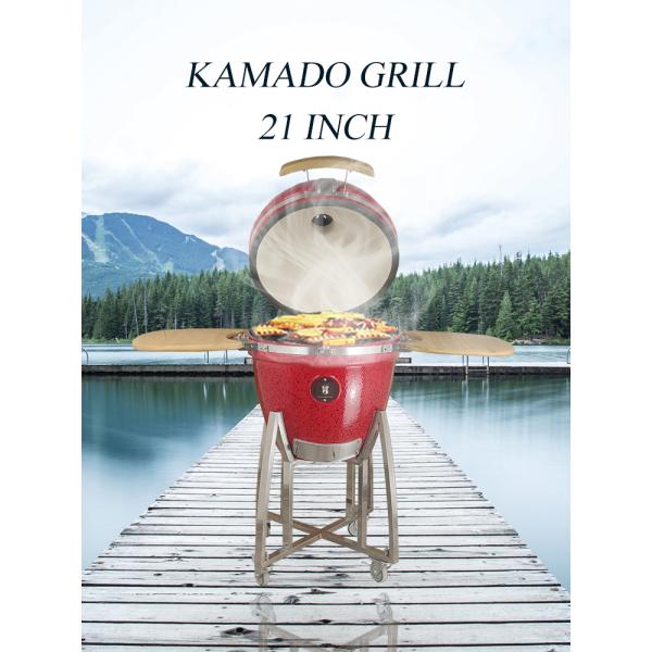 KIMSTONE Kamado Smoker 21inch Red and Black
