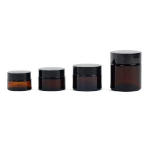 Amber 15ml 50ml Glass Cosmetic Cream Jar With Screw Cap