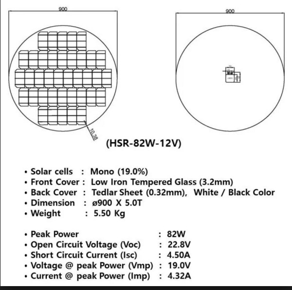 Anti - Reflective Glass Round Solar Panel For Outdoor LED Smart Solar Street Light