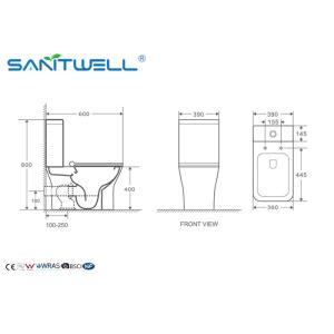 Floor Standing Close Coupled Toilet Rimless Two Piece Ceramic Material