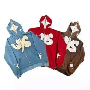 Quality 100% Cotton Y2K Custom Zipup Puff Print 3D Foam Fleece Blank Men′s