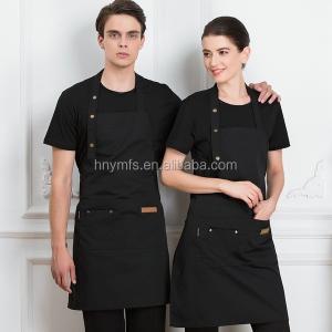 OEM Kitchen Cooking Apron Tc Fabric Black Kitchen Bib Aprons