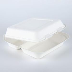 8 inches Biodegradable sugarcane bagasse 3 division disposable food packaging