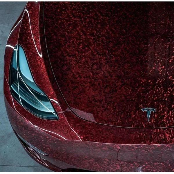 Forged Carbon Red Paint Rock Chip Protection Film 8mil For Automotive