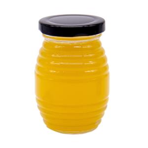 China Custom Logo Full Size Clear Honey Wide Mouth Glass Food Jars With Lids on sale