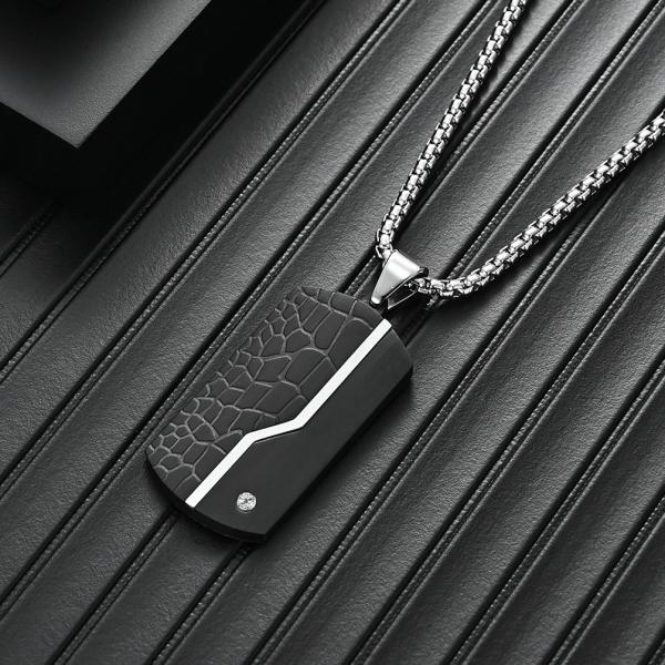 Square Religious Cross Pendant Necklace for Men , Stainless Steel Christian Jewelry