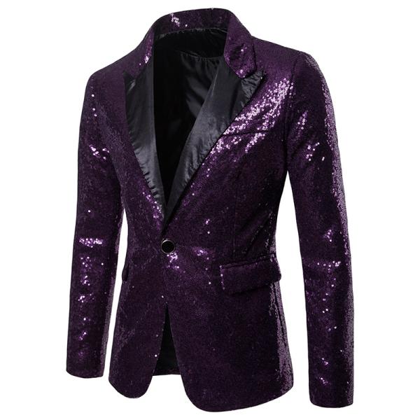 Slim Fit Mens Sequin Jacket Costume For Nightclub Party Popular Elegant Design