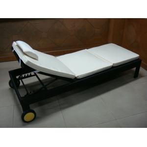 Outdoor Patio Rattan Sun Lounger , Balcony Dark Brown Lounger