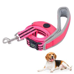 Reflective Padded Nylon Dog Leash With Handle Poop Bag Holder