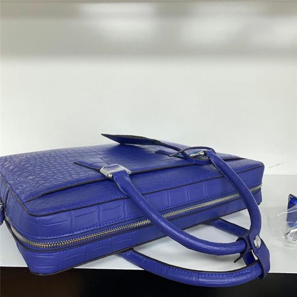 Authentic Crocodile Belly Skin Matt Finish Navy Blue Businessmen Briefcase Purse Genuine Alligator Leather Male Handbag