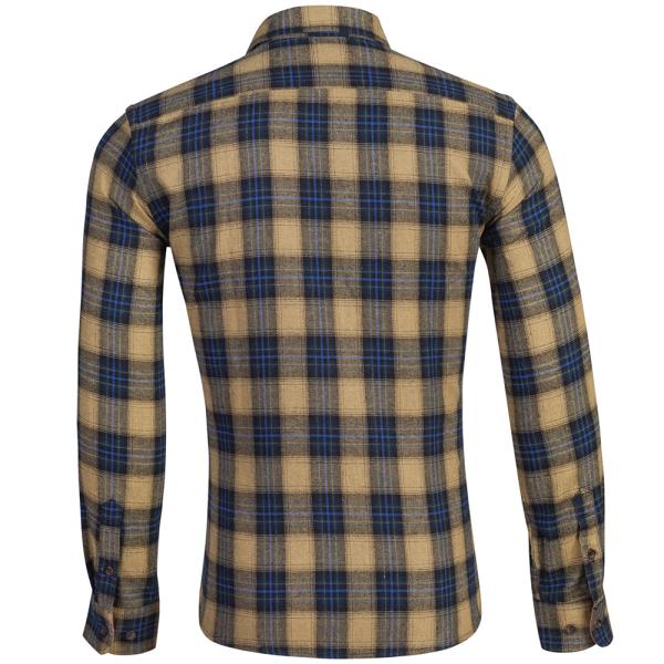 Man's Leisure Style Cotton Flannelette Plaid Jacket with Double Pocket and Long Sleeve