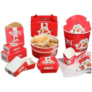 Biodegradable Cardboard Fried Chicken Boxes Burger Clamshell Food Packaging