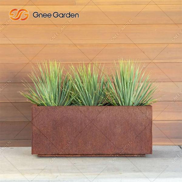 Flower Pot with Metal with Solid Wood and Composite Timber Pot Stand Flower Pot Holder Corten Steel Planter