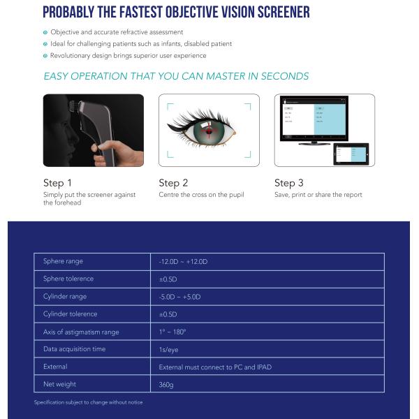 Hot Selling Model HA01 Ophthalmic Instrument Objective Auto Refractometer Portable Spot Handheld Vision Screener