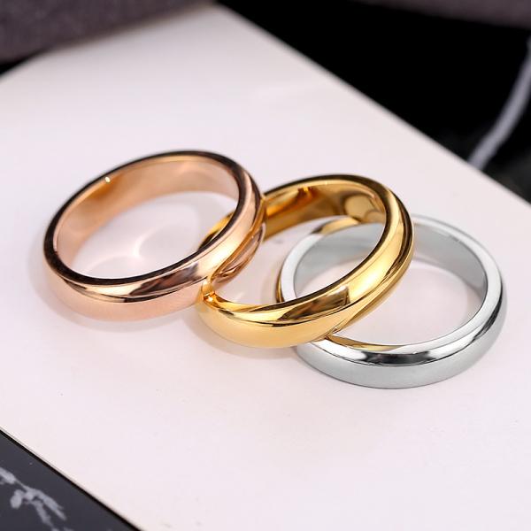 Unisex Stainless Steel Gold Ring Set 5# 6# Couple Engagement Rings