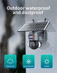 3mp Wireless Surveillance PTZ IP Camera Solar Powered Battery