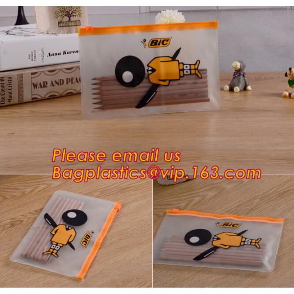 Buy Logo Printed PVC Plastic Pencil Bag With Zipper, Custom pvc clear printed stationery zip lock plastic pencil bag at wholesale prices