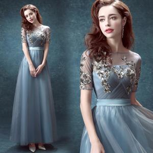 Quality Light Blue Organza Elegant Evening Dresses TSJY011 for sale