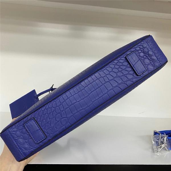 Authentic Crocodile Belly Skin Matt Finish Navy Blue Businessmen Briefcase Purse Genuine Alligator Leather Male Handbag