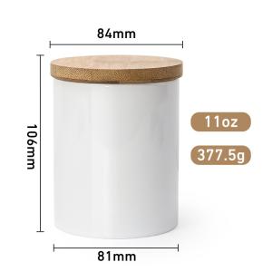 Blanks White Ceramic Candle Jar With Bamboo Lid 300ml Capacity