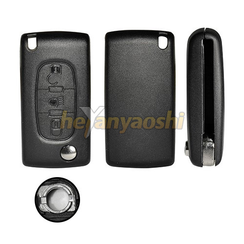 PSA 3 Buttons Flip Key Shell , Middle Light Folding Remote Key Case Broken Proof