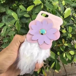 China TPU&Plush Cortex Sunflower Feathers Tail Back Cover Cell Phone Case For iPhone 7 6s Plus on sale