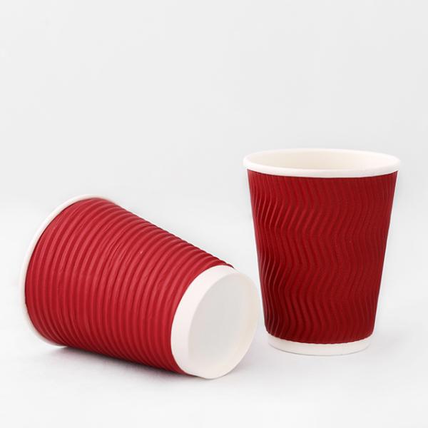 Recycled 430ml Ripple Wall Coffee Cups 12oz Ripple Paper Cups Plastic Free Coated