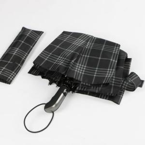 Gents Men Auto Open Close Umbrella With Tartan Printing 190T Pongee Fabric