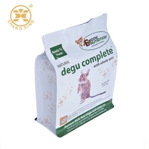 LDPE Dog Cat Pet Food Packaging Bag 5kg Box Bottom Zipper Pouch Eight Side Seal