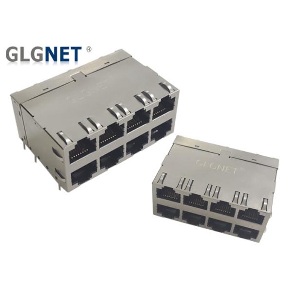 Buy 0.2mm Copper Alloy 10G PA9T Stacked RJ45 Connectors at wholesale prices