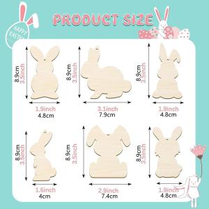 Easter Unfinished Wood Bunny Cutouts, Hanging Rabbit Cutouts Rabbit Shape Craft