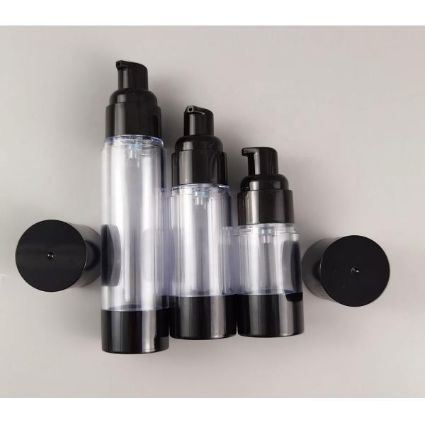Logo Customized 50ml Black Airless Plastic Bottles For Lotion Silm And Sleek