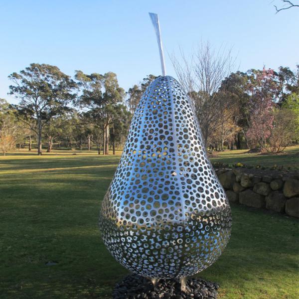 Buy Outside Design Abstract Metal Garden Sculptures Pear Fruit Sculpture at wholesale prices