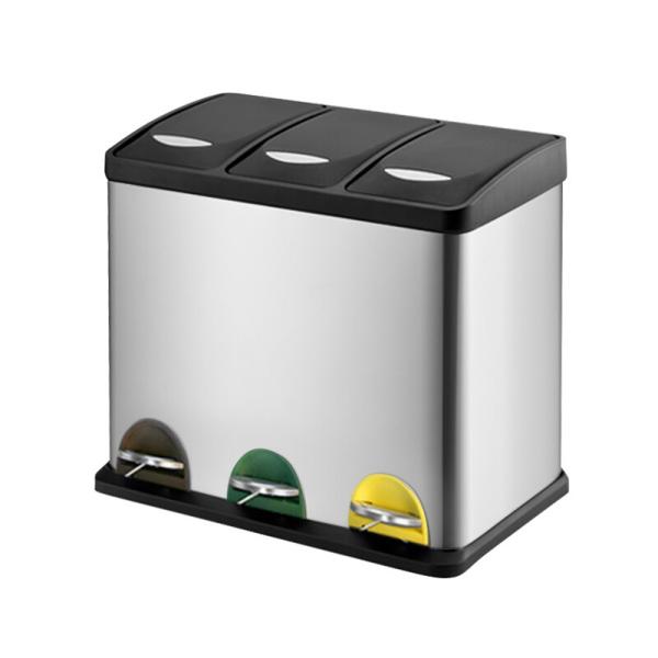 Commercial Stainless Steel Iron Separating Industrial Hotel Street Trash Bin Outdoor with Pedal