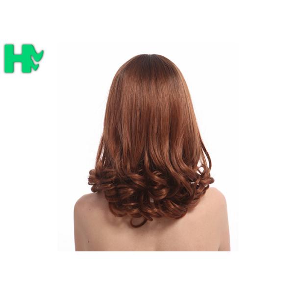 Short Curly Synthetic Hair Wigs , 6A Synthetic Curly Wigs Darker Brown