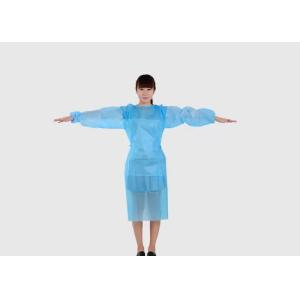 China Anti Bacterial Blue Disposable Overalls Ultrasonic Seams Plastic Isolation Gowns on sale