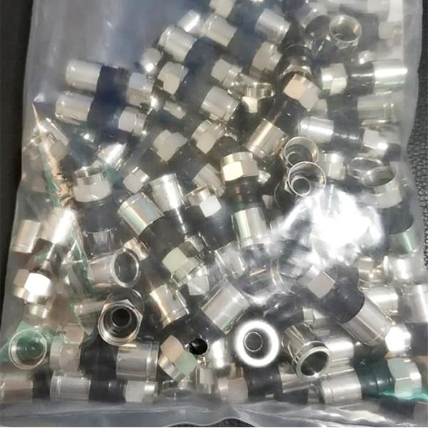 F Male Compression Coaxial Cable Connector RG6U/ RG59 Plug Blue Ring