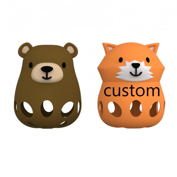 Animal Fox And Bear Medical Grade Relief for Babies 0-6 Months Soothes Teething Pain Silicone Teether for Babies with Easy-Grab