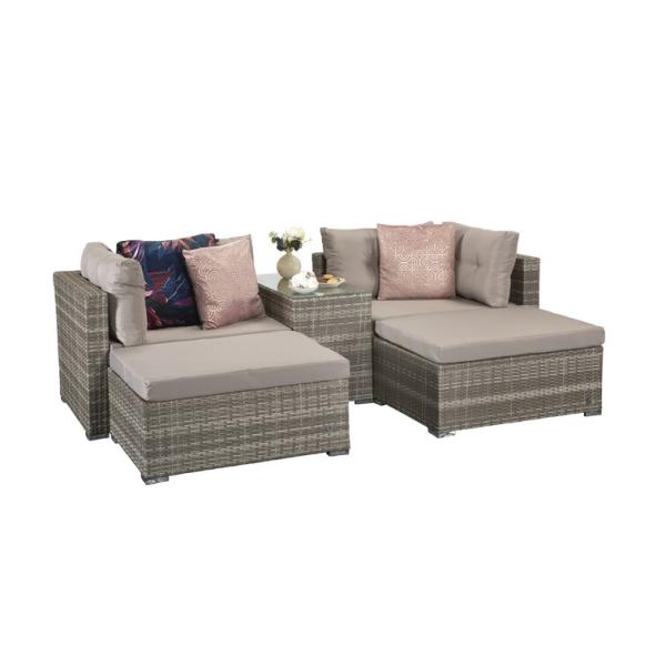 Outdoor Lounge Set with Metal Frame AJUNION Rattan Garden Furniture W52 x D56 x H87cm