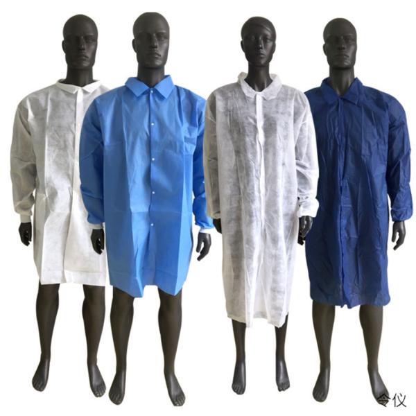 Unisex 30g Disposable Lab Coat Blue White PP SMS Bacterial Proof
