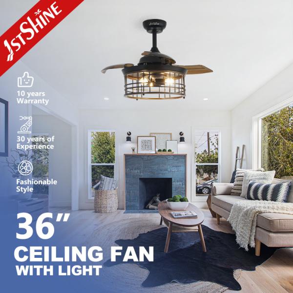 Buy LED Light Source 36-inch Ceiling Fan with Retractable Blades and 100% Copper Motor at wholesale prices