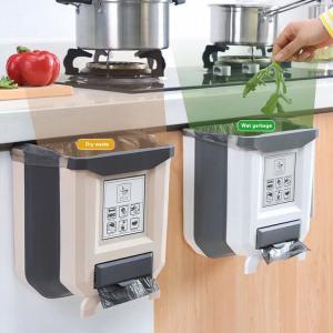 Foldable Hanging Bin White Fold Flat Expandable Kitchen Trash Can