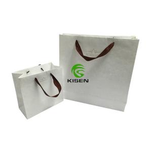 Elegant Luxury Paper Grocery Bags , Easy To Carry Plain Paper Bags With Ribbon