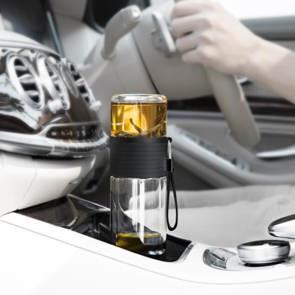 High Borosilicate paracity Glass Double Wall Tea Infuser Bottle 170ml 238ml